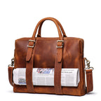 Sacoche ordinateur cuir homme 15,6 pouces, cuir de vache patiné