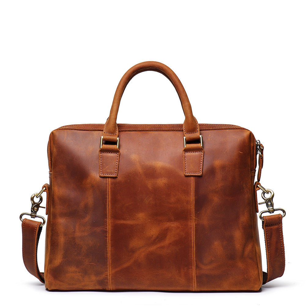 Sacoche ordinateur cuir homme 15,6 pouces, cuir de vache patiné