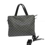 Sacoche ordinateur homme 14 pouces à damier gris et noir