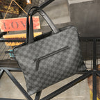 Sacoche ordinateur homme 14 pouces à damier gris et noir