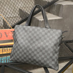 Sacoche ordinateur homme 14 pouces à damier gris et noir