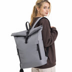 Sac à dos ordinateur 15,6 pouces rolltop gris, format A4