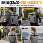 Sac à dos ordinateur 15,6 pouces rolltop gris, format A4