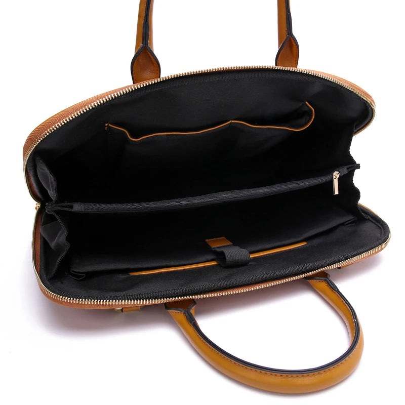 Sac ordinateur cuir femme à double zip, de 11 à 15,6 pouces