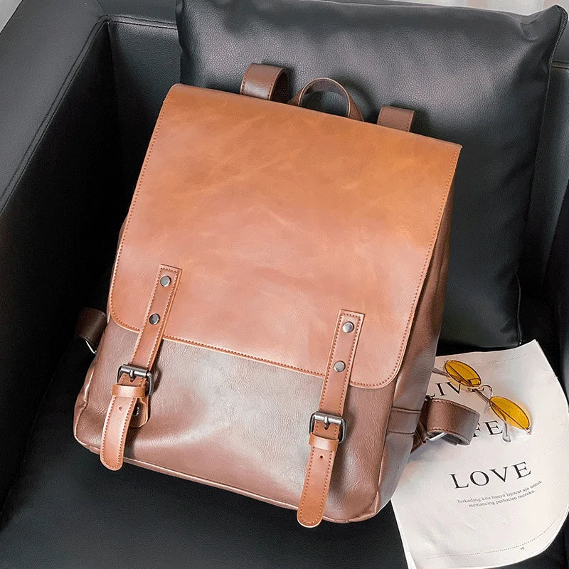 Sac à dos ordinateur rétro à rabat bicolore, pour tablette 11 pouces