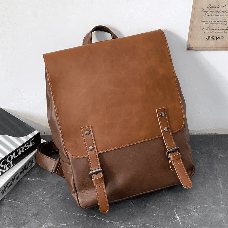 Sac à dos ordinateur rétro à rabat bicolore, pour tablette 11 pouces