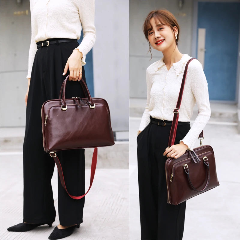 Sac ordinateur femme en cuir lisse, croco ou prince-de-galles