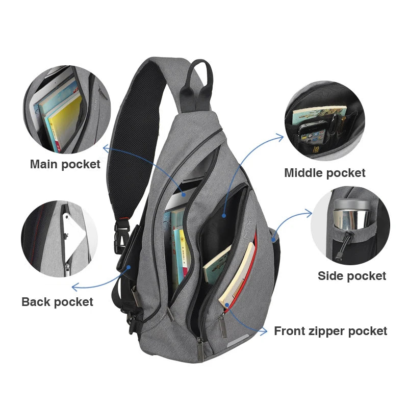 Sac bandoulière ordinateur avec port USB, tablette jusqu'à 13 pouces