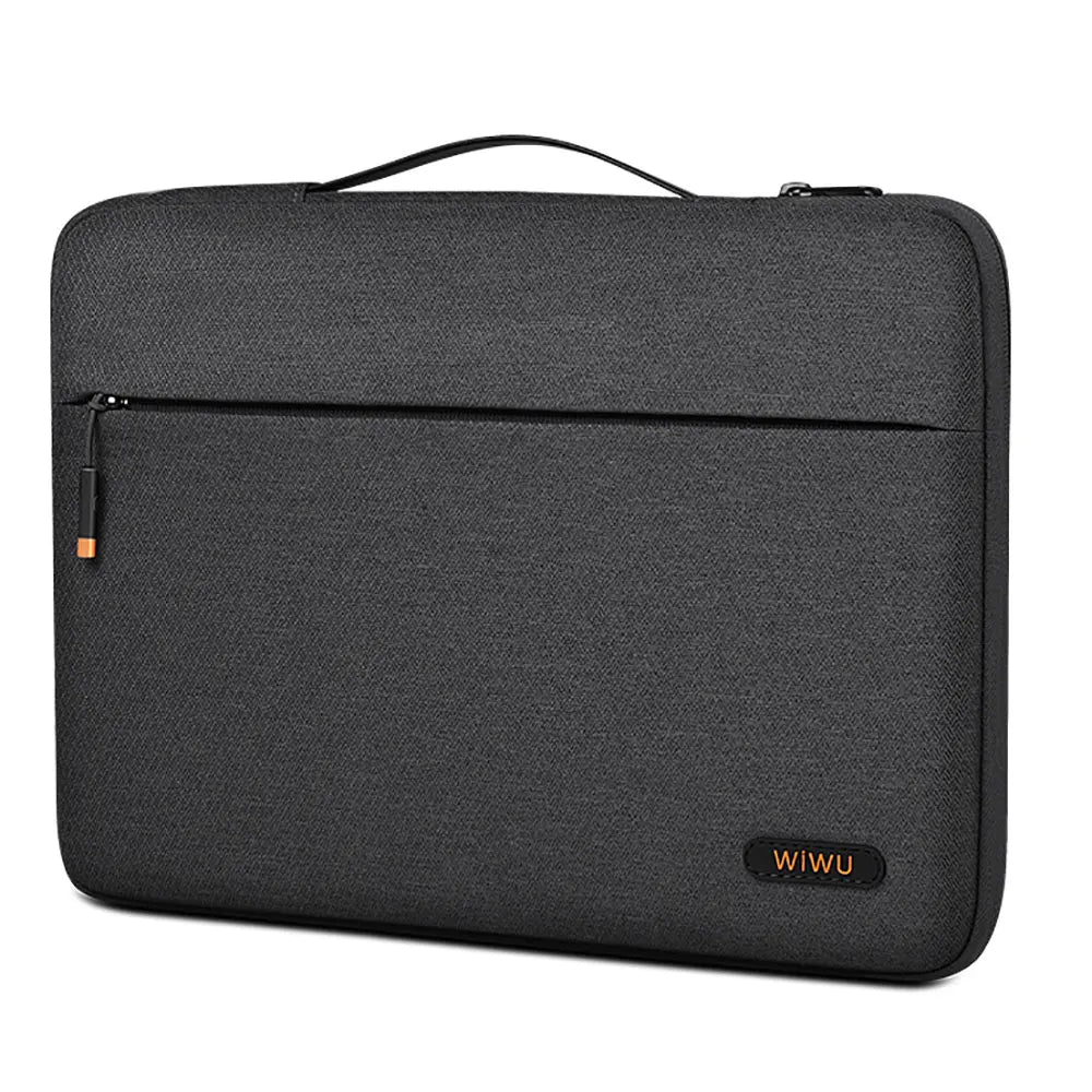 Pochette ordinateur à poignée en nylon, doublée de peluche douce