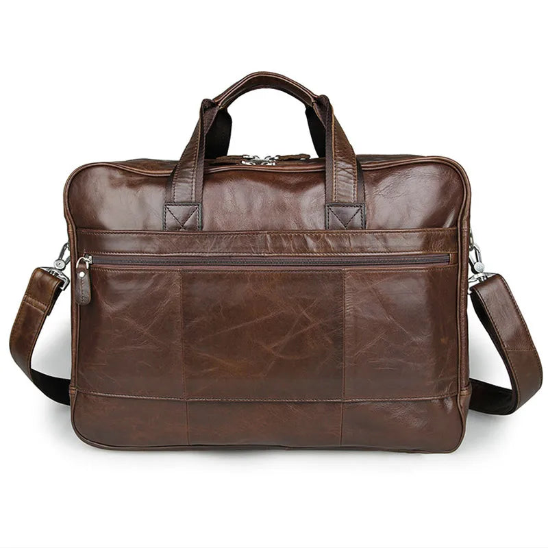 Sacoche ordinateur cuir homme, porte-documents brun café 15,6 pouces