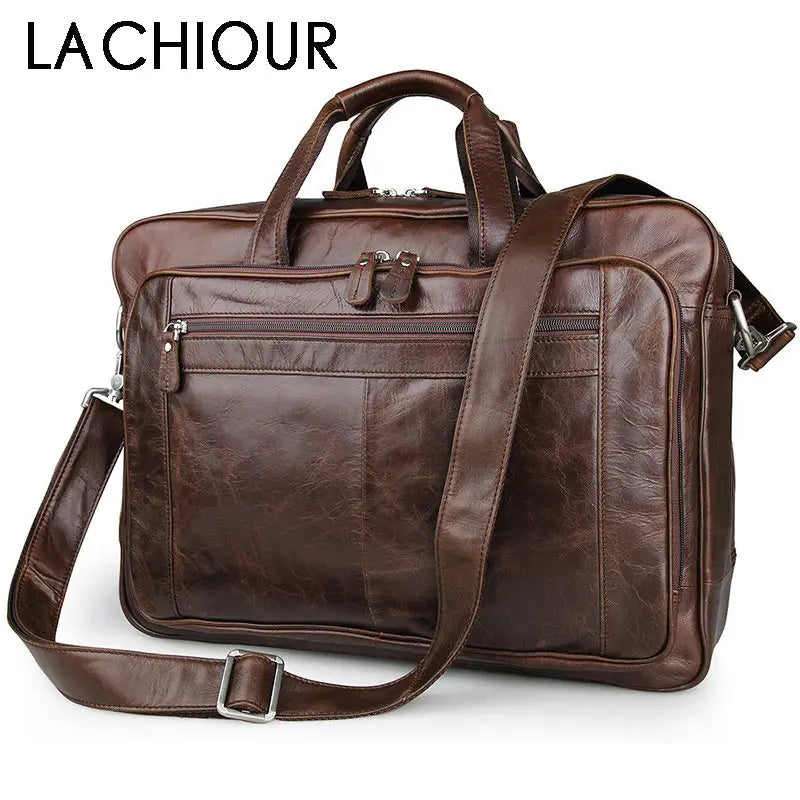 Sacoche ordinateur cuir homme, porte-documents brun café 15,6 pouces