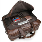 Sacoche ordinateur cuir homme, porte-documents brun café 15,6 pouces