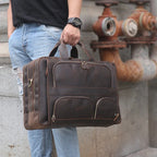 Sacoche ordinateur cuir homme 17 pouces à double compartiment