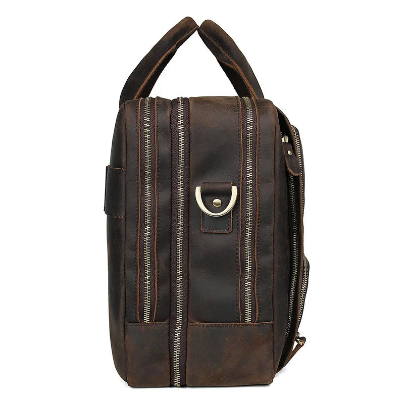 Sacoche ordinateur cuir homme 17 pouces à double compartiment