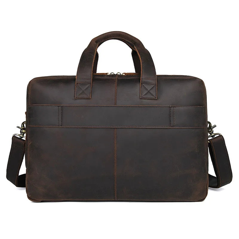 Sacoche ordinateur cuir homme 17 pouces à double compartiment
