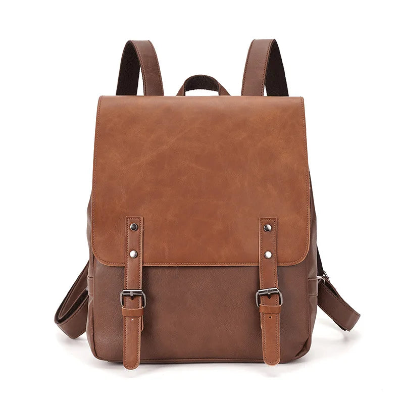 Sac à dos ordinateur rétro à rabat bicolore, pour tablette 11 pouces