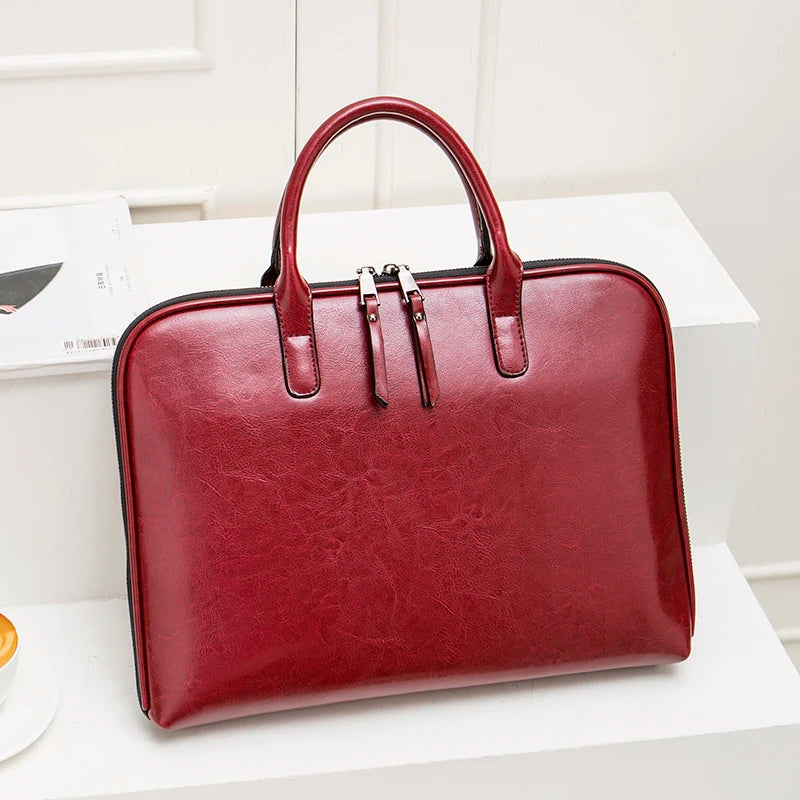 Sacoche ordinateur femme 14 pouces, cuir lisse ou façon croco