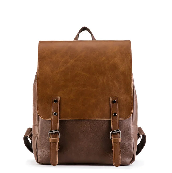 Un sac à dos rétro en simili cuir bicolore