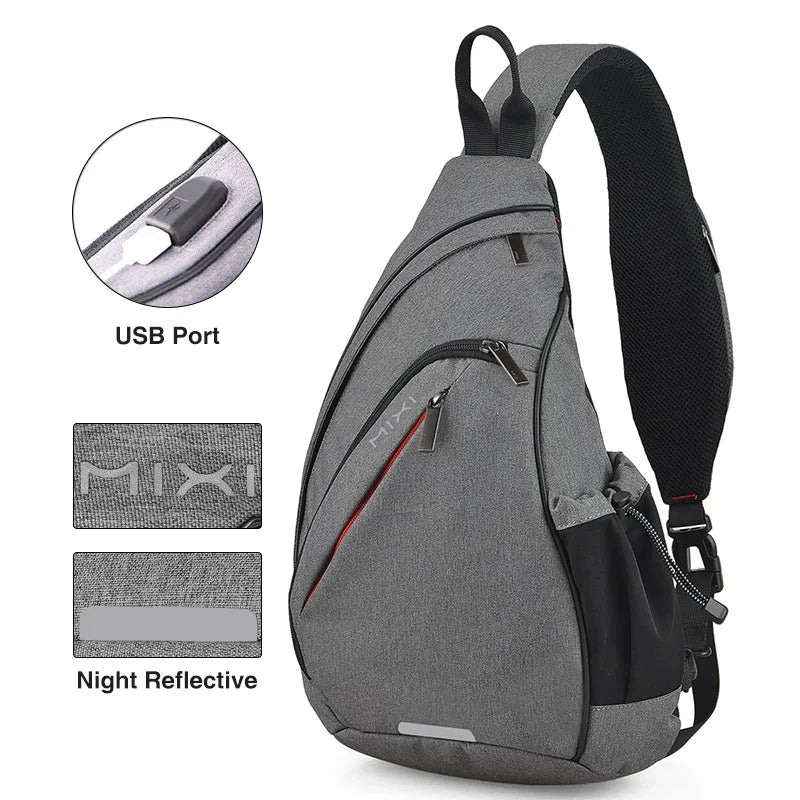 Sac bandoulière ordinateur avec port USB, tablette jusqu'à 13 pouces