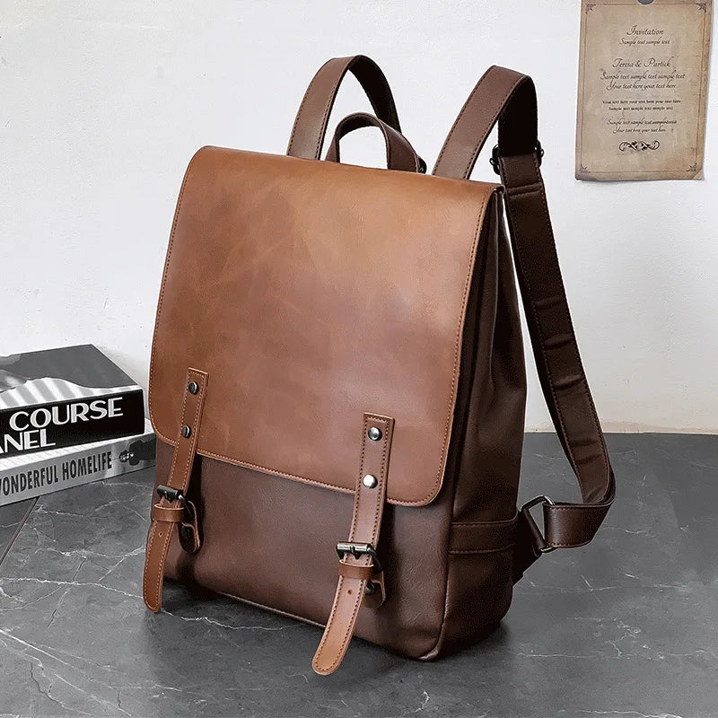 Sac à dos ordinateur rétro à rabat bicolore, pour tablette 11 pouces