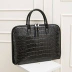 Sacoche ordinateur femme 14 pouces, cuir lisse ou façon croco