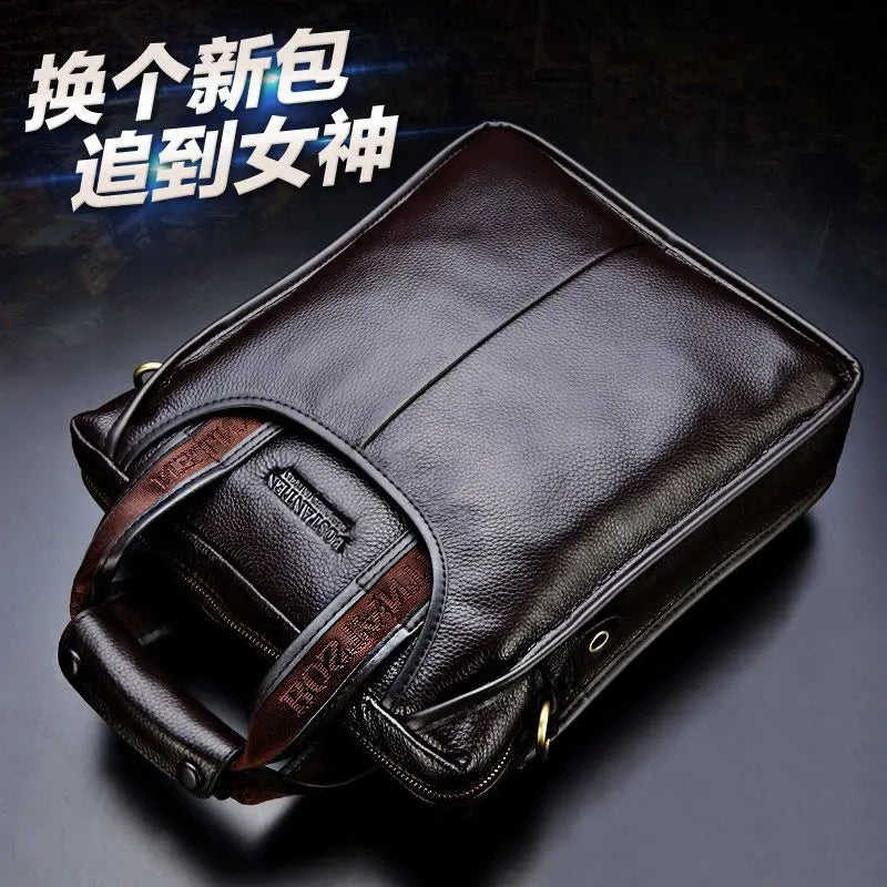 Sac ordinateur cuir homme vertical à poignées et bandoulière