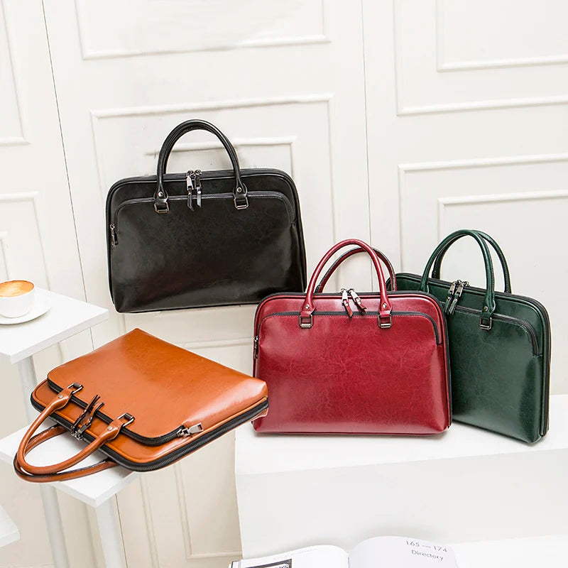Sacoche ordinateur femme 14 pouces, cuir lisse ou façon croco