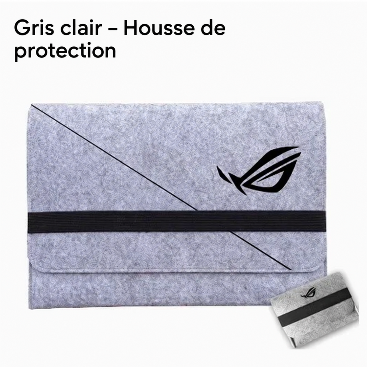 Une housse ordinateur en feutrine grise chinée