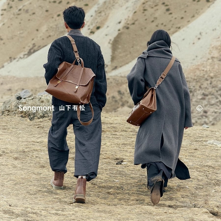 Sac ordinateur cuir de vache à rabat, 16 pouces, grand ou petit