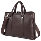 Sacoche ordinateur cuir homme 15,6 pouces, double zip et cuir lisse