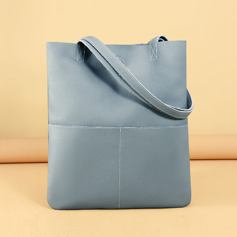 Sac ordinateur cuir femme, cabas vertical en cuir de vache grainé