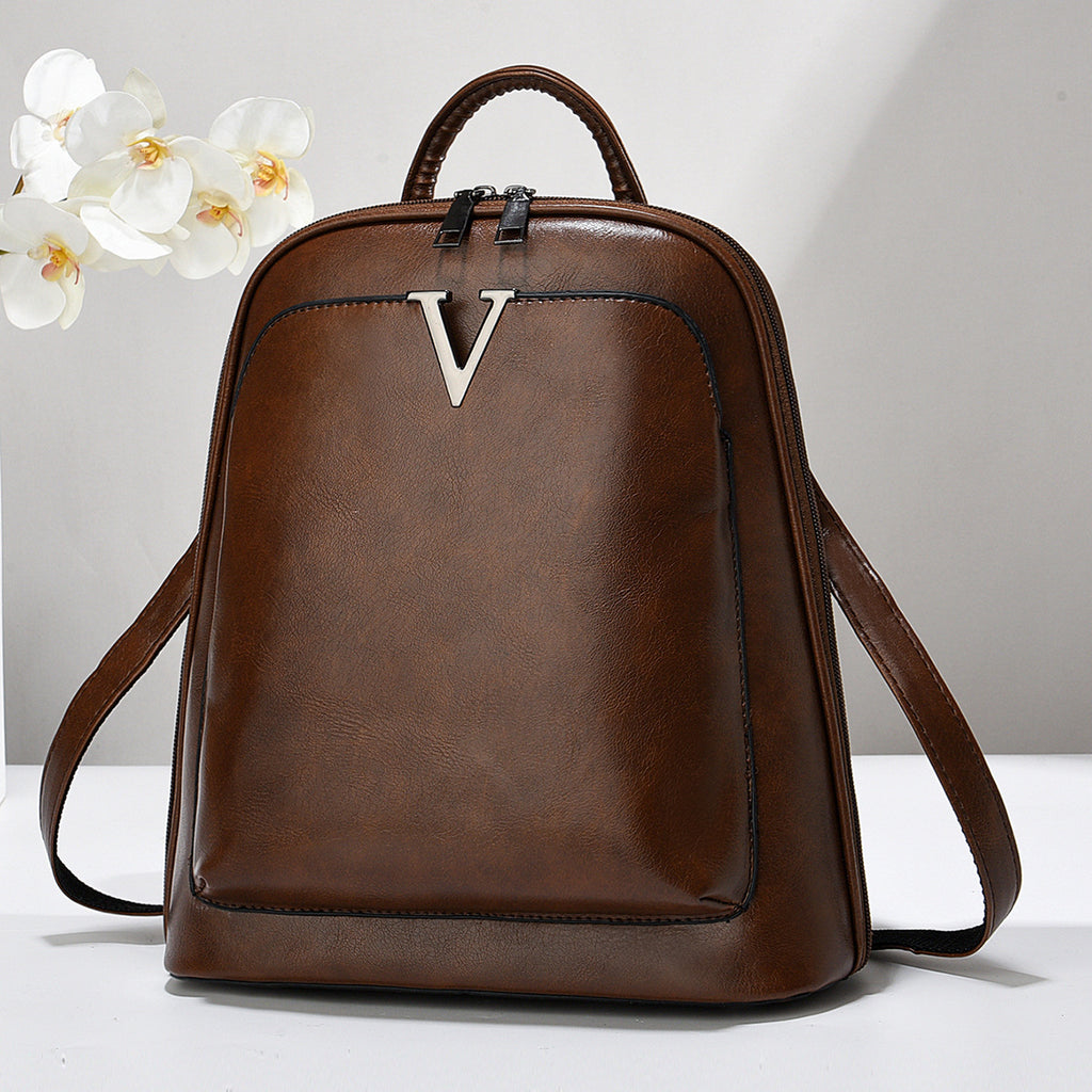 Sac à dos ordinateur femme en simili cuir aspect ciré, 4 coloris