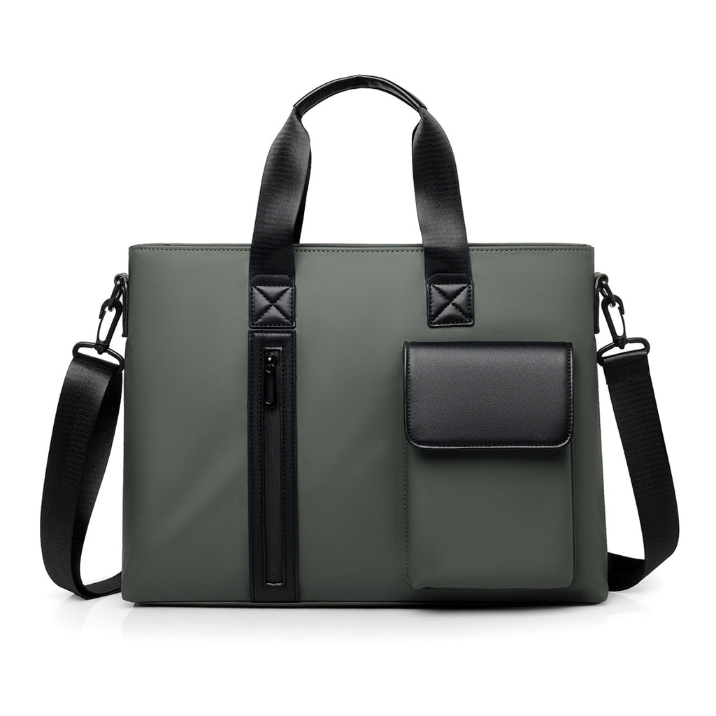 Sacoche ordinateur homme 14 pouces, toile mate et passant trolley