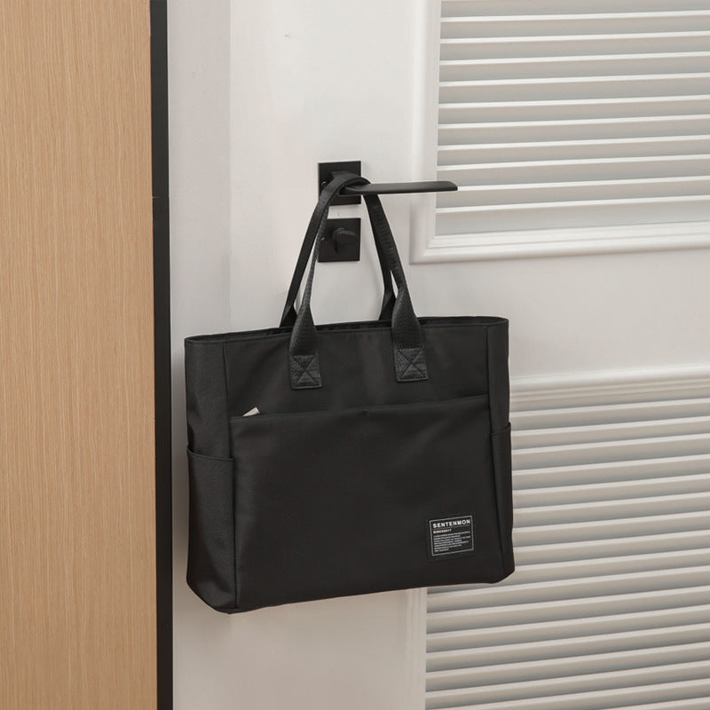 Cabas ordinateur en nylon à poches latérales, petit ou grand modèle