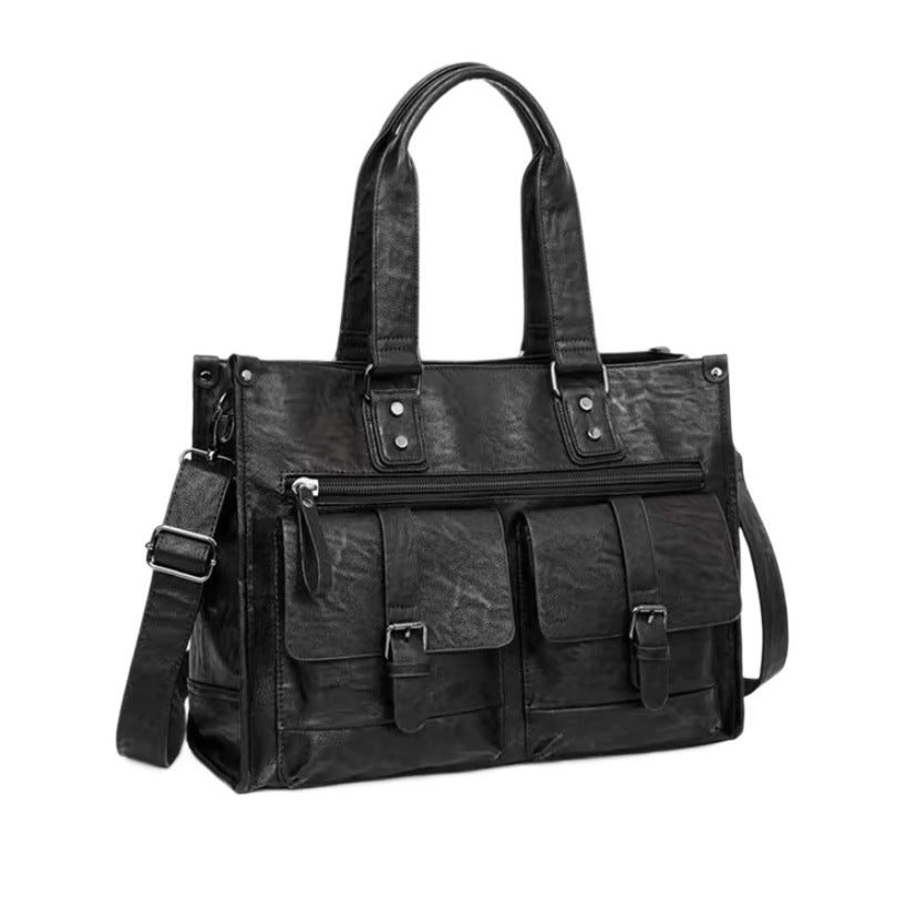 Sacoche ordinateur homme en cuir de vache froissé