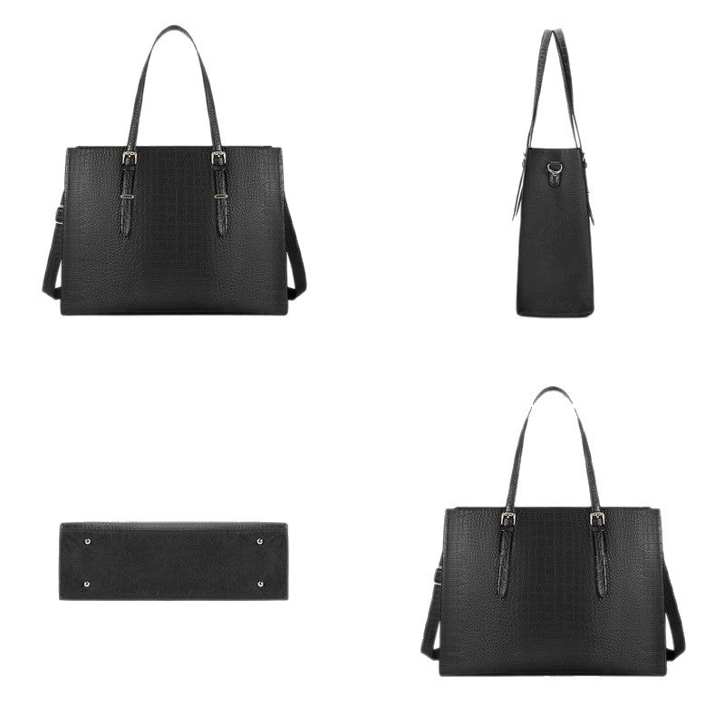 Sac ordinateur femme 15,6 pouces, cabas effet croco en simili cuir