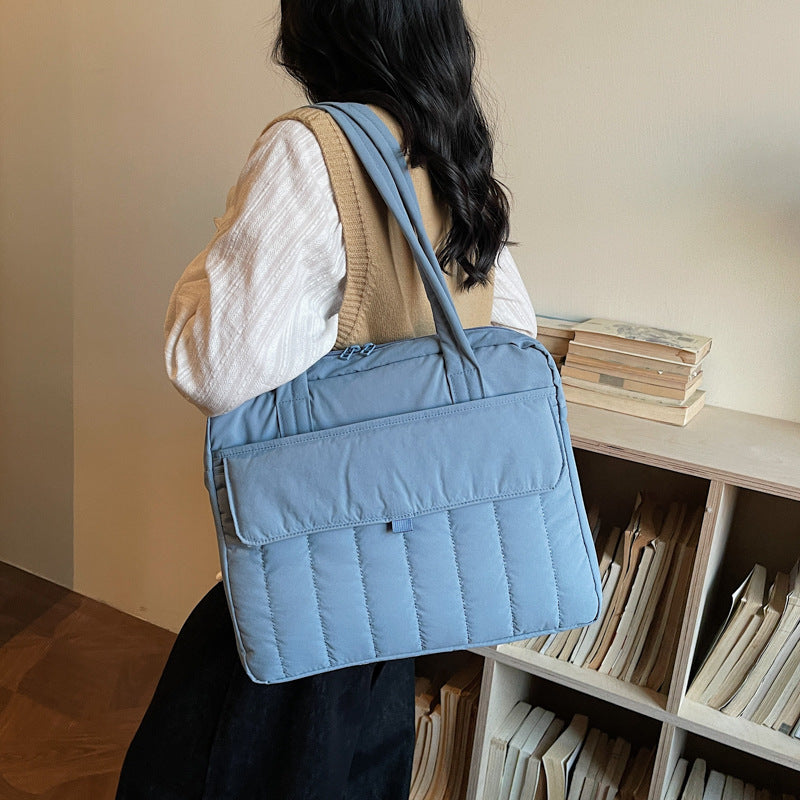 Sac ordinateur femme 16 pouces matelassé, cabas à rabat avant