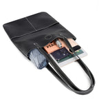 Sac ordinateur cuir femme, cabas vertical en cuir de vache grainé