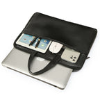 Sacoche ordinateur porte-documents en simili cuir lisse, 15 pouces