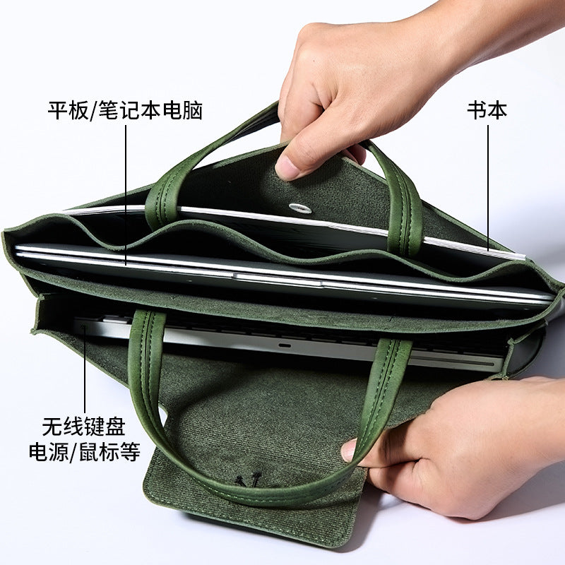 Pochette ordinateur simili cuir vieilli à poignées, 14 ou 16 pouces