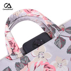 Pochette ordinateur femme à poignées, imprimé roses, 12 à 15 pouces