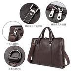 Sacoche ordinateur cuir homme 15,6 pouces, double zip et cuir lisse