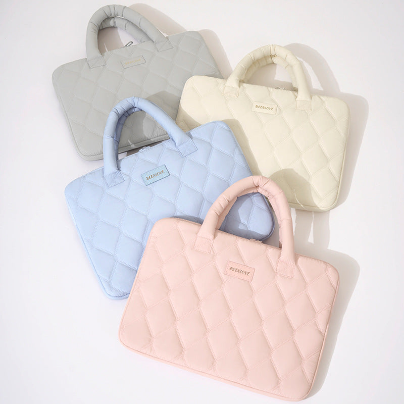 Pochette ordinateur femme matelassée 15,6 pouces, anses gonflées