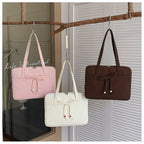 Sac ordinateur femme 14 pouces en nylon déperlant, nœud à perles