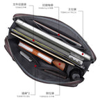 Sacoche ordinateur cuir homme 15,6 pouces, double zip et cuir lisse