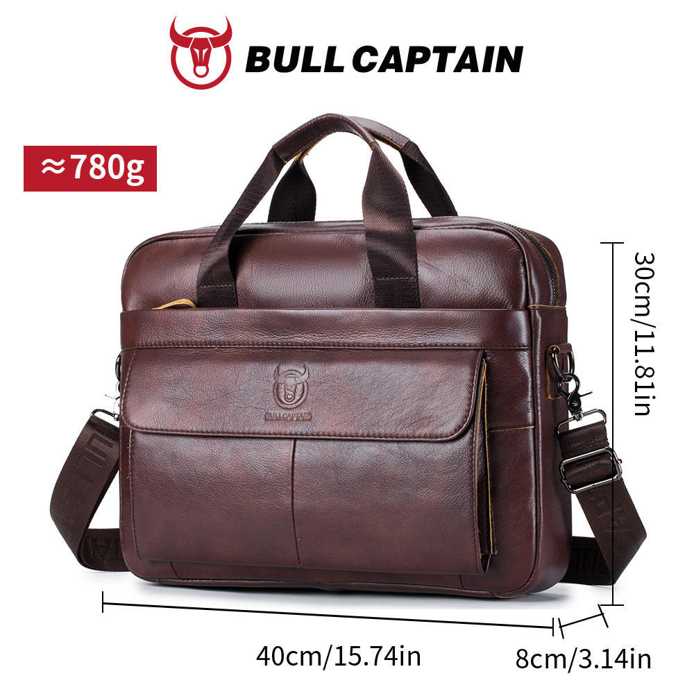 Sacoche ordinateur cuir homme 16 pouces, bandoulière amovible