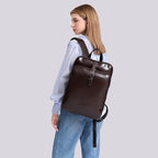 Sac à dos ordinateur femme en cuir de vache, double compartiment