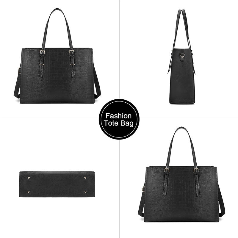 Sac ordinateur femme 15,6 pouces, cabas effet croco en simili cuir