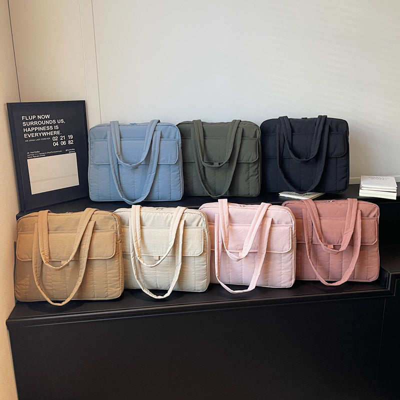 Sac ordinateur femme 16 pouces matelassé, cabas à rabat avant