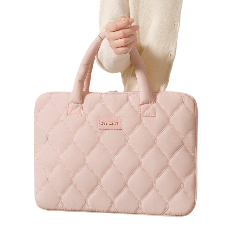 Pochette ordinateur femme matelassée 15,6 pouces, anses gonflées
